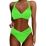 Generisch Damen Zweiteiliger Badeanzug Push Up Bikini Set Badeanzug (Green, S)