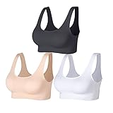 JEMINAY Bustier BH ohne Buegel Schlafen BH Wohlfühl BH Sport BH 3er Pack,Schwarz +Weiß+beige,XL