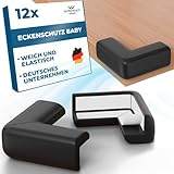 Hoffenbach 12x Eckenschutz Kantenschutz Baby – Selbstklebender Tischkantenschutz – Stoßschutz für Babys & Kinder – Weicher Schaumstoff Eckschutz für Tisch, Möbel & Ecken – Corner Protector – Schwarz