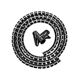 UIJIQX Kabelschutz, Kabel-Organizer, Management-Rohr, flexible Drahtwickelschnur, Spiralschlauch, Bürokabelhülse, Abdeckung, 2 m (16 mm x 2 m, schwarz)