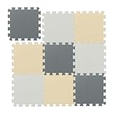 Relaxdays Puzzlematte, 9-teiliges Spielmatten Set, 30 x 30 cm, schadstofffrei, Eva Schaumstoff, Kinderzimmer, Mehrfarbig