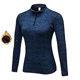 WOWENY Fleecepulli Damen Ski Fleecepullover Damen 1/4 Zip Funktionsshirt Fleece warm Laufshirt Langarm mit Stehkragen, Atmungsaktive Langarmshirt Sportshirt Fitness Shirt Hoodies Outdoor Winter