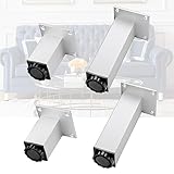 KHLMSRXJ Möbelbeine, Aluminiumlegierung, für Sofa, Tisch, verstellbare Schrankstützfüße, Badezimmerschränke, Stützbeine für Sofa, Couchtisch, Fernsehtisch, Schreibtisch, 30 cm, Silber, 4 Stück