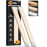 Gritin 37.5cm Unterbauleuchte Küche LED Schrankbeleuchtung, Superhell, 3 Farbe & 5 Helligkeit, 4 Modi, Bewegungsmelder, Aufladbar 2500mAh Akku, Stark Magnet Schranklicht, 2 Stück -Silber