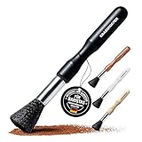 Grasshopper Barista Pinsel - Veganer Reinigungspinsel Kaffeepinsel (modern schwarzes Design) für: Siebträgermaschine, Kaffeevollautomat, Espressomaschine, Kaffeemühle | Küchenpinsel Barista Zubehör