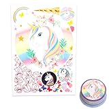 Dazzjoy Essbare Einhorn Tortenaufleger Geburtstag,19cm Einhorn Tortendeko Mädchen,Essbare Kuchendeko Einhorn Motiv,Rund Einhorn Torte Deko Esspapier,Einhorn Deko Geburtstag Kinder
