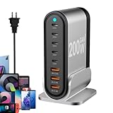 -Ladeblock, Ladegerät | PD-Ladegerät 200 W/USB-A-Ladegerät | 8 Ports Schnellladeblock Hochgeschwindigkeits-Ladestation für Tablets