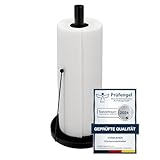 Küchenrollenhalter schwarz stehend 32 x 15 cm VonBueren | Edelstahl | Küchenpapierhalter schwarz | Papierrollenhalter für Jede Küchenrolle | Halter für Küchenrollen | für Arbeitsplatte