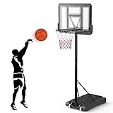 Lischwert Basketballkorb Outdoor, Verstellbare Korbhöhe von 135 bis 305 cm, Basketballständer mit 110x75cm Rückwand, für Kinder Jugendliche Erwachsene im Hinterhof/Auffahrt/Innenbereich
