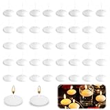 FICOFISE Schwimmkerzen Weiß Rauchlose Duftfrei: 42 Stück Schwimmende Kerzen 3,7x1,6cm, Dekorative Schwimmkerze Unparfümierte, für Hochzeit Abendessen Weihnachten Valentinstag Poolparty Badewannen Deko
