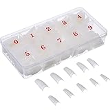 500 Stück Acryl Künstlich Nagelspitzen Falsche Nagel Nageltips Französisch Natürliche Fake Nägel Tipps Nail Tips mit Box für Damen Mädchen