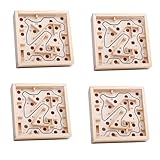 KOMBIUDA 4 Stück Palmenlabyrinth Puzzle für kinderspielzeuge balancierspiel logikspiele Holzlabyrinth Holzpuzzle für rätselhaftes hölzern Beige