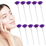 10 Stück Fächermaskenpinsel, flauschig, weich, Make-up-Maskenapplikator-Pinsel, Maskensäure-Pinsel, Make-up-Pinsel mit Griff, violettes Haar für Peeling, Glykol-Maske, Make-up