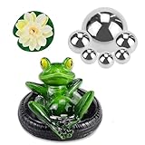 Fosoloni Miniteich Deko Set Schwimmfrosch mit 6 Dekokugel Schwimmkugeln Silber und 2 STK Lotusblüte für Miniteich Terrassenteich Zinkwannen Solarbrunnen Garten Balkon Teiche Deko