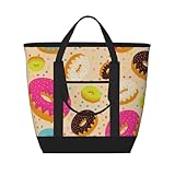 Donuts K Isolierte Kühltasche, große Kühltasche, isoliert für Lebensmittel, isolierte Einkaufstaschen mit Reißverschluss oben, für Reisen, Picknick