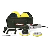 Dino KRAFTPAKET 9mm-650W Exzenter Poliermaschine für Auto Boot KFZ im Set mit Stützteller Polierpads und Tasche, 125mm+150mm, Grau