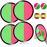 Ulikey Klettballspiel, Klettballspiel Catch Ball Set mit 4 Paddel und 4 Bälle, Wurfspiel Kinder Outdoor, Spielzeug Werfen Klettspiel für Children Adults Garden Outdoor Beach Mädchen Jungen