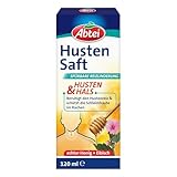 Abtei Husten Saft - mit Eibisch und Honig - spürbar reizlindernd bei gereizten Schleimhäuten und Reizhusten - für Tag und Nacht - ohne Alkohol, laktosefrei, glutenfrei - 1 x 120 ml