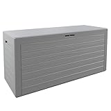 Casaria® Gartenbox 280L UV-beständig Griffmulden Verschlussvorrichtung Balkon Terrasse Wohnzimmer Wintergarten Box Kissenbox 120x46cm Holz-Optik Grau