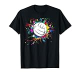 Niedlicher Volleyball-Ball, Aquarell, bunte Farbspritzer. T-Shirt