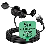 greate 2fach Verlängerungskabel außen 5 Meter - Verlängerungskabel wasserdicht IP44 für Aussenbereich - 2 Fach Mehrfachsteckdose Verlängerung draußen 5m 3500W - Outdoor Extension Cord Waterproof