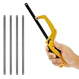 Bügelsägenrahmen mit 5 Sägeblättern, Mehrzweck-Handsäge, 30,5 cm Sägeblatt-Set für Holz, Kunststoff, PVC-Rohre, Fliesen, Metall