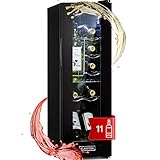 Klarstein Weinkühlschrank, 1 Zonen Getränkekühlschrank Klein, Kleiner Weinschrank 32L, Wein-Kühlschrank Klein mit Glastür, Indoor/Outdoor Flaschenkühlschrank, Wine Fridge 5-18°C, 12 Flaschen