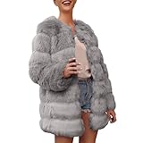 Generisch Kunstfellmantel Damen Elegant Wintermantel Langarm Fleece Jacke Parka Plüschjacke Einfarbig Pelzmantel Fellmantel Winter Mantel Warm Pelzjacke Coat Winterjacke Cardigan