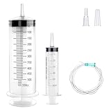 2 Spritzen, 1 große Spritze 500ml +1 Spritze 60ml, Spritze mit schlauch, Ölspritze Dosierspritze aus Kunststoff, wiederverwendbare Plastikspritze für Labor, Garten, Tiernahrung und Industrie