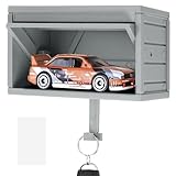 Auto Garage Schlüsselbox, Autogarage Schlüsselhalter mit Zu Öffnender Tür, Schlüsselkasten Wand zur Wandmontage, Schlüsselhaken, Schlüsselablage Schlüsselaufhänger für Autoliebhaber (Grau)