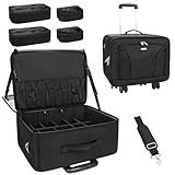 17.7' Extra Große Kosmetikkoffer Trolley - Professionelle Schminkkoffer Reise Beauty Case Tragbare Kosmetiktasche Organizer Damen Make Up Box Friseurkoffer