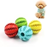 Roysmart 4 Stück Robuster Hunde Ball, Hundeball mit Zahnpflege-Funktion, Bissfestes Hundespielzeug, Naturgummi Hund Feeder Ball für Kleine Hunde (5cm)