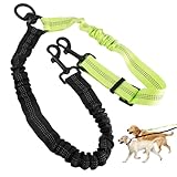 Doppelleine für 2 Hunde, Kein Verheddern 360° Drehbarer Doppelte Hundeleine, Hundeleine für Zwei Hunde, Reflektierend Verstellbar, für Hundes Klein, Mittlere, Große Lauftraining (Schwarz+Grün)