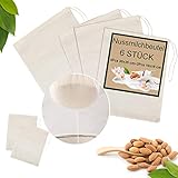 6 Stücke Nussmilchbeutel – Bojuzhi Passiertuch aus Baumwolle zum Abseihen, Cheesecloth Nussbeutel für Hafermilch/Mandel/Joghurt/Saft/Kalt gebrühter Kaffee, Waschbar und Wiederverwendbar