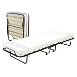 Cortassa Soluko - Klappbett XL Comfort mit Matratze aus Polyurethan, Höhe 10 cm, Einzel-Lattenrost aus Holz, 90 x 200, platzsparendes Bett mit Rollen