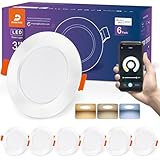 DUSKTEC Einbaustrahler LED Smart, LED Spots 230V 7W Dimmbar mit APP, Deckenspots Warm und Kaltweiss 2700K-6000K, Kompatibel mit Alexa, Spots Deckenleuchte, Einbauleuchten Decke 68mm für Bad 6er Set