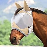 Maskology Pferdefliegenmaske Standard mit Ohren UV-Schutz für Pferd Light Champagne (M; Cob)