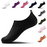 Steppli Badeschuhe Wasserschuhe Strandschuhe Schnell Trocknend Schwimmschuhe Breathable Aquaschuhe Surfschuhe für Herren Damen Streifen Schwarz EU39