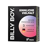BILLY BOY Kondome Sinnliche Vielfalt 3er Pack | 56 mm | Kondommix in breiter Passform | Transparente, farbige und aromatisierte Kondome (1 x 3 Stück)