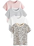 Next Mädchen 4er-Pack T-Shirts Rosa/Streifen/Tier 4 Jahre