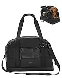 Larkson Hundetransportbox für Kleine Hunde bis 12kg Schwarz - Tjark - Hundetasche fürs Flugzeug - Transporttasche für Reisen mit Hund & Katze - Entspricht Vorgaben der meisten Airlines