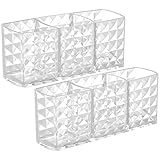 Gentpovth 2 Stücke Kosmetik Organizer, Make-up-Pinselhalter aus Kristall mit 3 Fächern, Acryl Schminkaufbewahrung, für Make-up-Organisation, stilvolle Schminkaufbewahrungen und ordentliches Verstauen