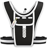 ECHOVO Reflektierende Laufweste Damen Herren, Leichte Running Vest, Trinkweste mit 2 Taschen & Trinkflasche, Verstellbare Größe, Jogging Trinkrucksack für Laufen & Fitness (Schwarz)