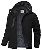 Zoofly Skijacke Kinder Gefütterte Wasserdicht Winterjacke Jungen Warm Outdoor Softshelljacke Mädchen Winter Thermo Fleecejacke Schwarz XL(13-15)