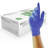 UNIGLOVES BioTouch Nitril-Einweghandschuhe - biologisch abbaubar, vielseitig einsetzbare, medizinische Untersuchungshandschuhe - Box mit 100 Handschuhen, violettblau, Extra Klein (GM0081)