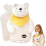Rppiup Wärmflasche Kinder, 1L Wärmflasche Kuscheltier, Wärmflasches mit Bezug Flauschig, Cartoon Heißwasserflasche für Kinder, Plüsch Herausnehmbarer Innenbehälter für Kind, Familie & Freund (Farbe C)