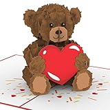 papercrush® Pop-Up Karte Teddy mit Herz - Süße 3D Geburtstagskarte für Mama & Frau, Liebeskarte für Freundin, Ich Liebe Dich Karte für Herzensmensch mit Teddybär zu Weihnachten & Jahrestag