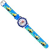 Sosoport Kinderuhr 3D-Karikatur Jungenuhr Entzückende Uhr Ornament Kleinkinduhr Blau