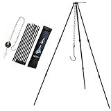 Youery BBQ Dreibein Gestell，Kochen im Freien Stativ Set Klapp Lagerfeuer Grillrost Stand Camping Feuerstelle Werkzeug Lagerfeuer Party Picknick BBQ Kleiderbügel Mit Aufbewahrungstasche…