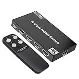 4K HDMI Switch 4 in 1 Out, HDMI Umschalter mit Fernbedienung, Unterstützt Dolby Vision, Kompatibel mit PS5, Xbox, Apple TV, DVD Spieler